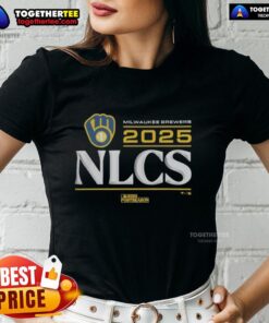 Milwaukee Brewers 2025 Division Series Winner locker room scene with ladies tee celebrating the victory.