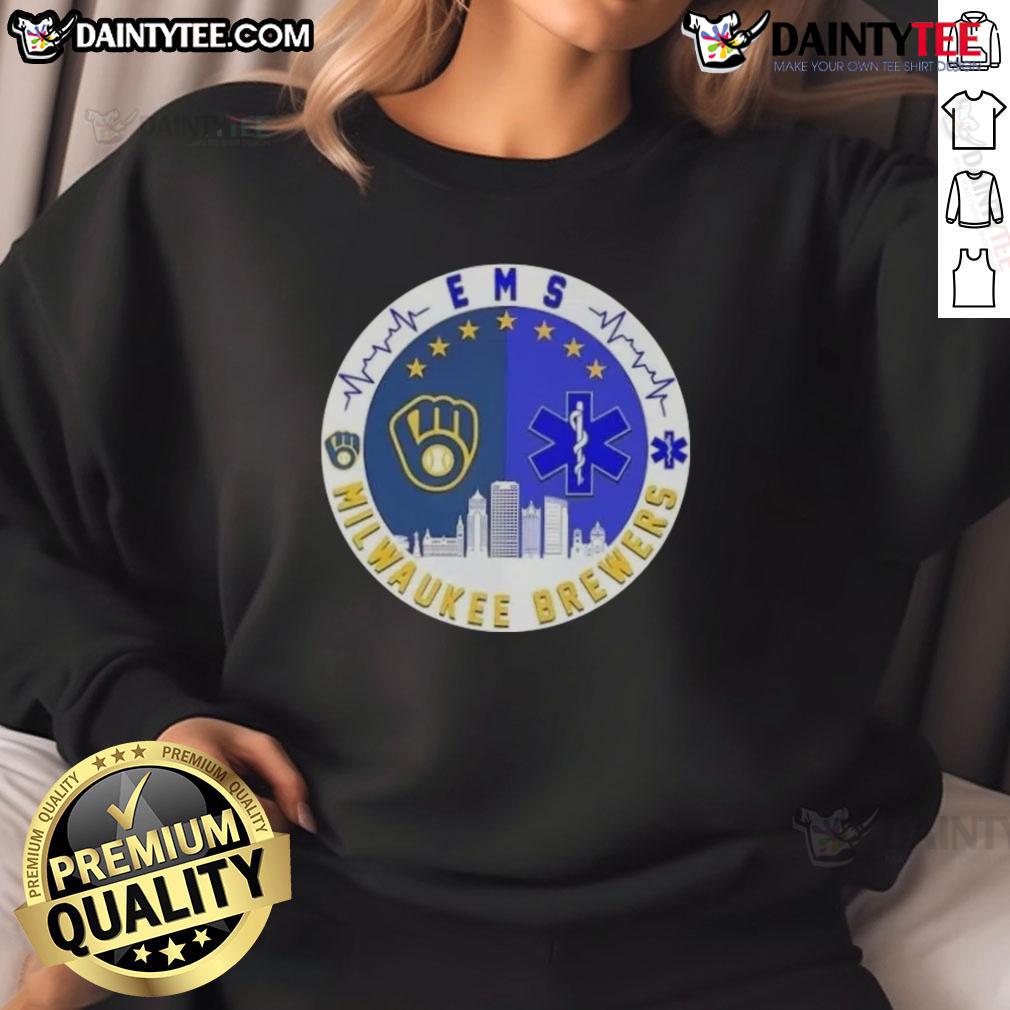 Awesome Milwaukee Brewers Heartbeat Ems City Skyline Sweatshirt