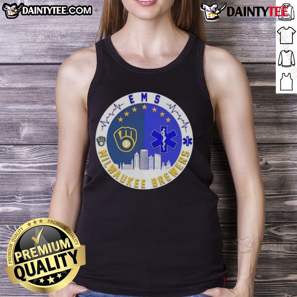 Awesome Milwaukee Brewers Heartbeat Ems City Skyline Tank Top