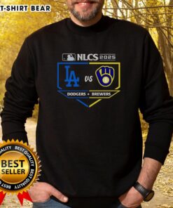 Awesome Milwaukee Brewers vs Los Angeles Dodgers 2025 NLCS Matchup Sweatshirt showcasing team logos and vibrant colors.