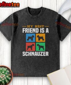 Alt Text: Awesome washed t-shirt featuring a Schnauzer dog design, perfect for dog lovers and best friends.