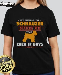 Miniature Schnauzer brings joy to life, featured on a stylish ladies' tee with 'Awesome' slogan for dog lovers.