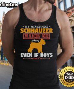 Miniature Schnauzer in a tank top brings joy, showcasing a happy moment between pet and owner.