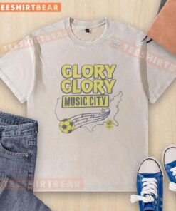 Awesome Nashville SC Glory Glory Music City washed t-shirt showcasing vibrant design and comfortable fit for fans.