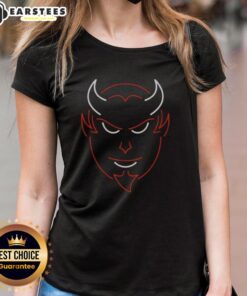 Awesome neon devil graphic on a New Jersey Devils ladies tee, perfect for fans showcasing team spirit.