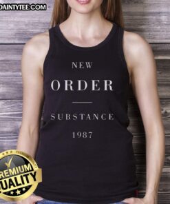Awesome New Order Substance 1987 tank top featuring iconic album artwork in vibrant colors, perfect for music fans.