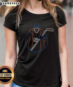 Awesome New York Islanders neon fisherman ladies tee featuring vibrant colors and stylish design for fans.