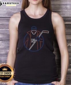 Awesome New York Islanders neon fisherman tank top featuring vibrant colors and team logo, perfect for summer wear.