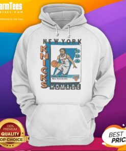 Awesome New York Knicks trading card featuring Jalen Brunson on a cozy hoodie, perfect for fans and collectors.