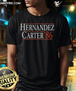 Alt Text: Awesome New York Yankees Baseball Hernandez-Carter '86 T-Shirt featuring classic design and team colors.