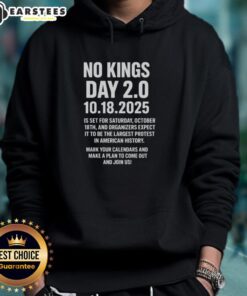 Awesome No Kings Day 2.0 hoodie, October 18th, 2025, featuring a bold design and vibrant colors for a stylish look.