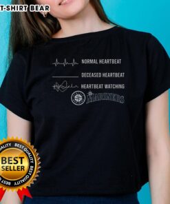 Awesome Normal Heartbeat and Deceased Heartbeat graphic on Seattle Mariners Ladies Tee shirt design.