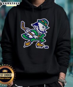 Awesome Notre Dame Fighting Irish hockey leprechaun hoodie showcasing team spirit and style for fans.