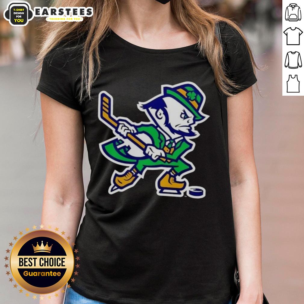 awesome-notre-dame-fighting-irish-hockey-leprechaun-ladies-tee Alt Text: Awesome Notre Dame Fighting Irish Hockey leprechaun graphic on a ladies tee, perfect for fans and sports enthusiasts.