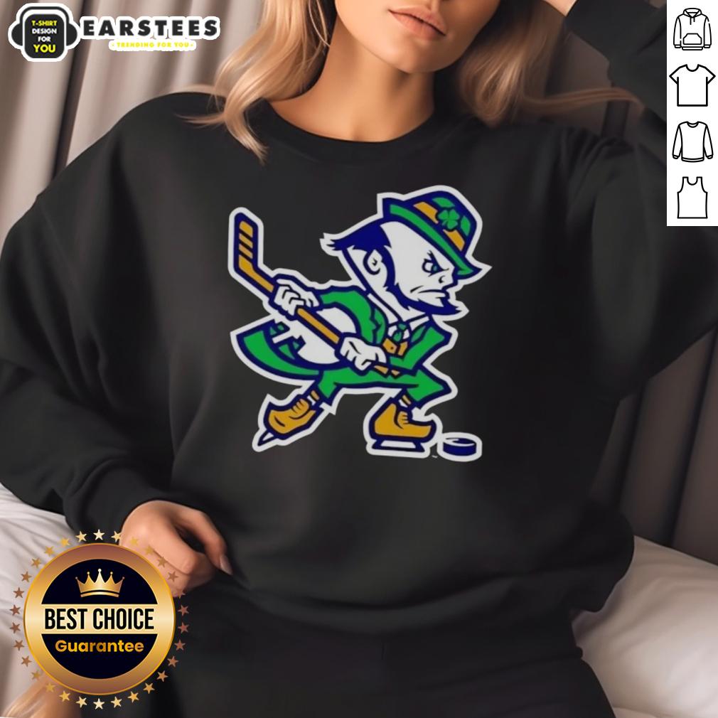 awesome-notre-dame-fighting-irish-hockey-leprechaun-sweatshirt Awesome Notre Dame Fighting Irish hockey leprechaun sweatshirt in green, perfect for fans and chilly game days.