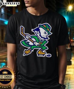 Alt Text: Awesome Notre Dame Fighting Irish Hockey Leprechaun T-Shirt featuring a bold leprechaun design and vibrant colors.