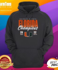 Miami Hurricanes vs. Florida State Seminoles 2025 State Champions hoodie featuring vibrant team colors and logo.