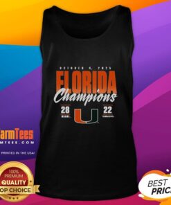 Alt Text: Miami Hurricanes vs. Florida State Seminoles 2025 State Champions score tank top featuring vibrant team colors.