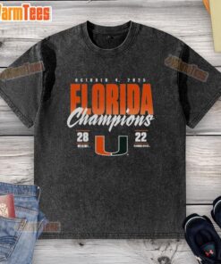 Awesome Miami Hurricanes vs Florida State Seminoles 2025 State Champions Score Washed T-Shirt design for fans.