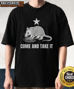 Alt Text: Awesome Opossum Come And Take It Logo T-Shirt featuring a playful opossum graphic and bold text design.