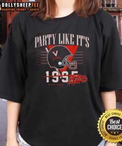 Awesome Party Like It's 2025 Virginia Cavaliers Football 46-38 Helmet Ladies Tee for fans celebrating game day.