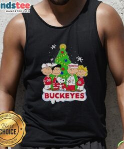 Awesome Peanuts characters on Ohio State Buckeyes Christmas tank top, perfect for holiday cheer and sports fans.