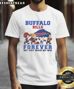 Awesome Peanuts Snoopy and Friends Buffalo Bills Forever T-Shirt showcasing team spirit and fun design for fans.