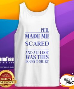 Awesome Phil Made Me Gay tank top featuring bold graphics, perfect for pride celebrations and showcasing LGBTQ+ pride.