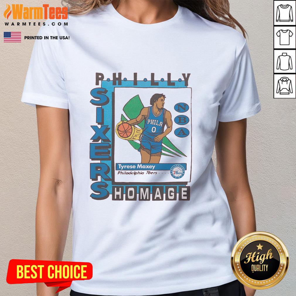 awesome-philadelphia-76ers-trading-card-tyrese-maxey-ladies-tee Awesome Philadelphia 76ers Trading Card featuring Tyrese Maxey on a stylish ladies tee, perfect for fans and collectors.