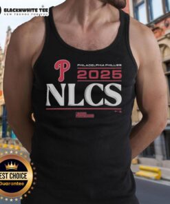 Alt Text: Awesome Philadelphia Phillies 2025 Division Series Winner locker room tank top showcasing team spirit and celebration.