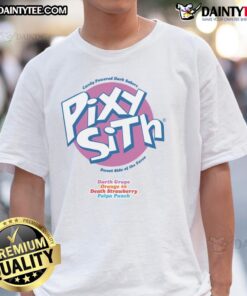 Awesome Pixy Sith Candy Powered Dark Sabers T-Shirt featuring a colorful graphic of a lightsaber design.