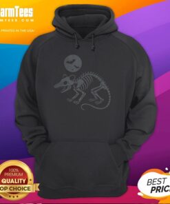 Awesome playing opossum skeleton under moon with bats, perfect for Halloween hoodie design.