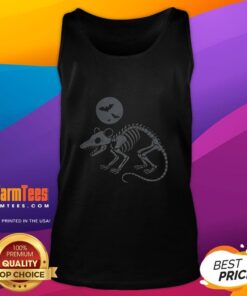 Awesome playing opossum skeleton under a moon with bats on Halloween tank top, perfect for spooky season.