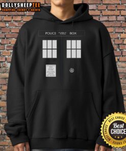 Awesome Police Public Call Box TARDIS hoodie featuring a vibrant blue design, perfect for Doctor Who fans.