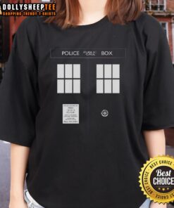 Awesome police public call box TARDIS ladies tee featuring a vibrant design inspired by Doctor Who.