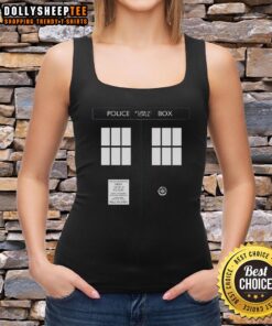 Awesome Police Public Call Box TARDIS tank top featuring iconic blue phone booth design for Doctor Who fans.