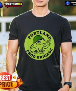 Awesome Portland Frog Brigade Protest T-Shirt featuring vibrant frog graphics and bold protest slogans for eco-activism.