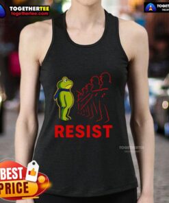 Awesome Portland frog graphic on anti-Trump tank top showcasing bold statement and unique design.
