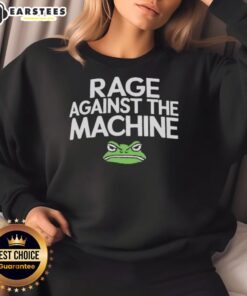 Alt Text: Awesome Portland Frog Rage Against The Machine Sweatshirt featuring a vibrant frog design and bold graphics.
