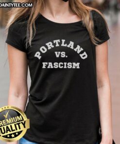 Portland protest against fascism featuring Antifa resistance on ladies tee, showcasing solidarity in Portland, Oregon.
