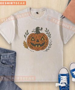Alt Text: Awesome Premium Halloween Pumpkin Funny 2025 Washed T-Shirt featuring a playful pumpkin design for festive wear.