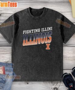 Awesome Premium Illinois Fighting Illini Polished Washed T-Shirt in vibrant orange, perfect for game day and fan wear.