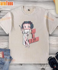 Awesome Rebel Pinup retro cartoon princess parody on a washed t-shirt, perfect for rebellious fashion lovers.