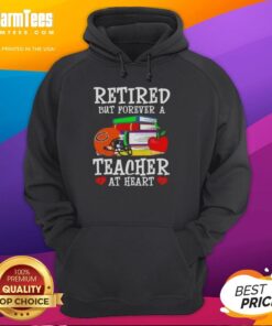 Awesome retired but forever a teacher at heart Chicago Bears football hoodie in navy blue with logo and text design.
