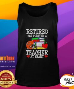 Awesome retired but forever a teacher at heart tank top featuring Chicago Bears football design, perfect for fans.