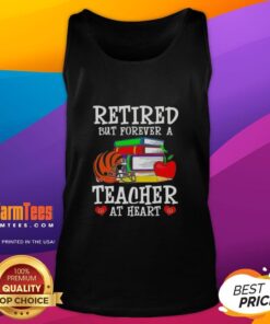 Alt Text: Awesome retired but forever a teacher at heart Cincinnati Bengals football tank top for passionate fans.
