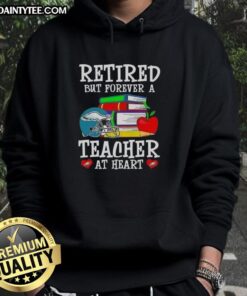 Awesome retired but forever a teacher at heart hoodie featuring Philadelphia Eagles logo, perfect for fans.
