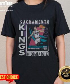 Awesome Sacramento Kings trading card featuring Domantas Sabonis on a stylish ladies tee, perfect for fans.
