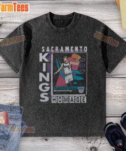 Alt Text: Awesome Sacramento Kings trading card of Domantas Sabonis on a stylish washed T-shirt design.