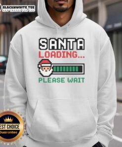 Awesome Santa loading graphic on a cozy pixel hoodie, perfect for festive holiday fashion.